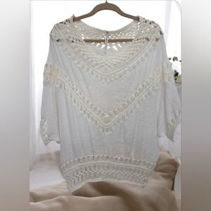 Paradise White Boho Crochet Top, One Size